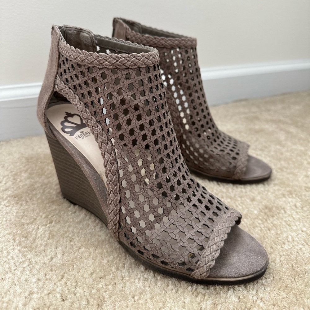 Size 7 Fergalicious by Fergie Open Toe Wedges